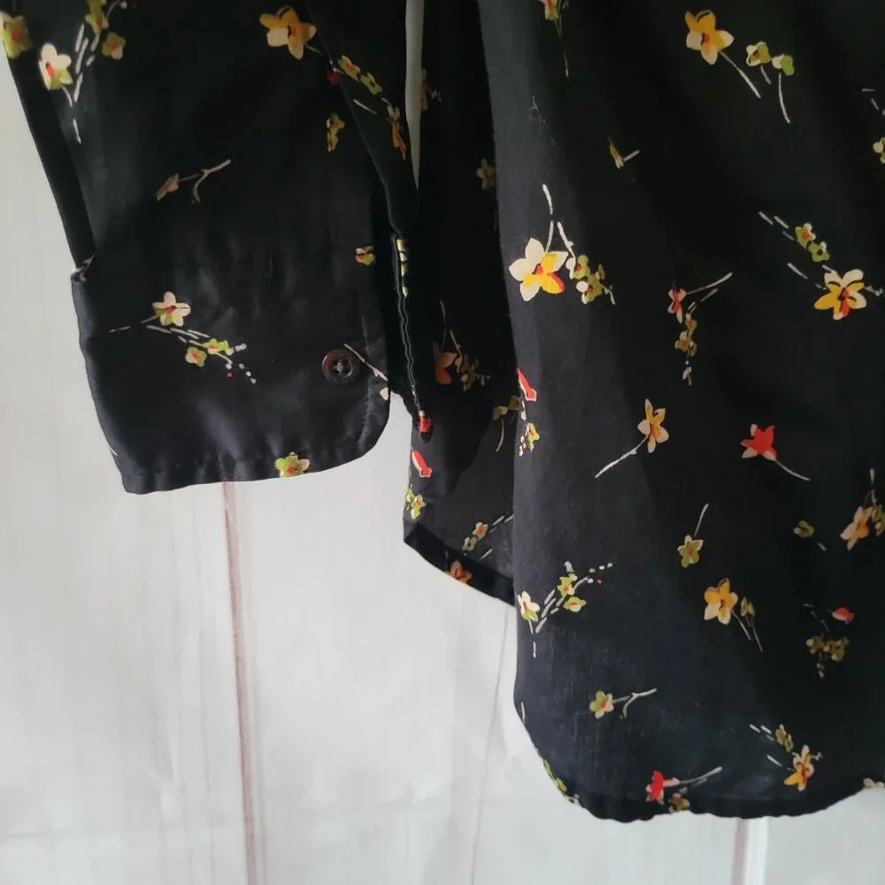 Lauren Ralph Lauren Black Floral Print Blouse, 100% Cotton, Women’s 1X, Floral - Picture 3 of 9